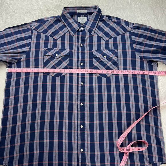 Rugged Country Vintage Pearl Snap men’s Long sleeve plaid Western Wear Shirt 2X - Picture 3 of 6
